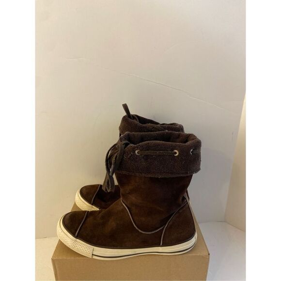 Converse Andover Fold over Hightop Boot brown Suede leather size 9 small hole - Picture 1 of 7